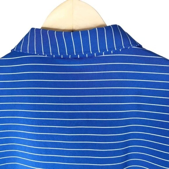 Peter Millar Halifax Stripe Stretch Jersey Polo Blue Grey Golf Shirt (Men M) - Picture 9 of 10